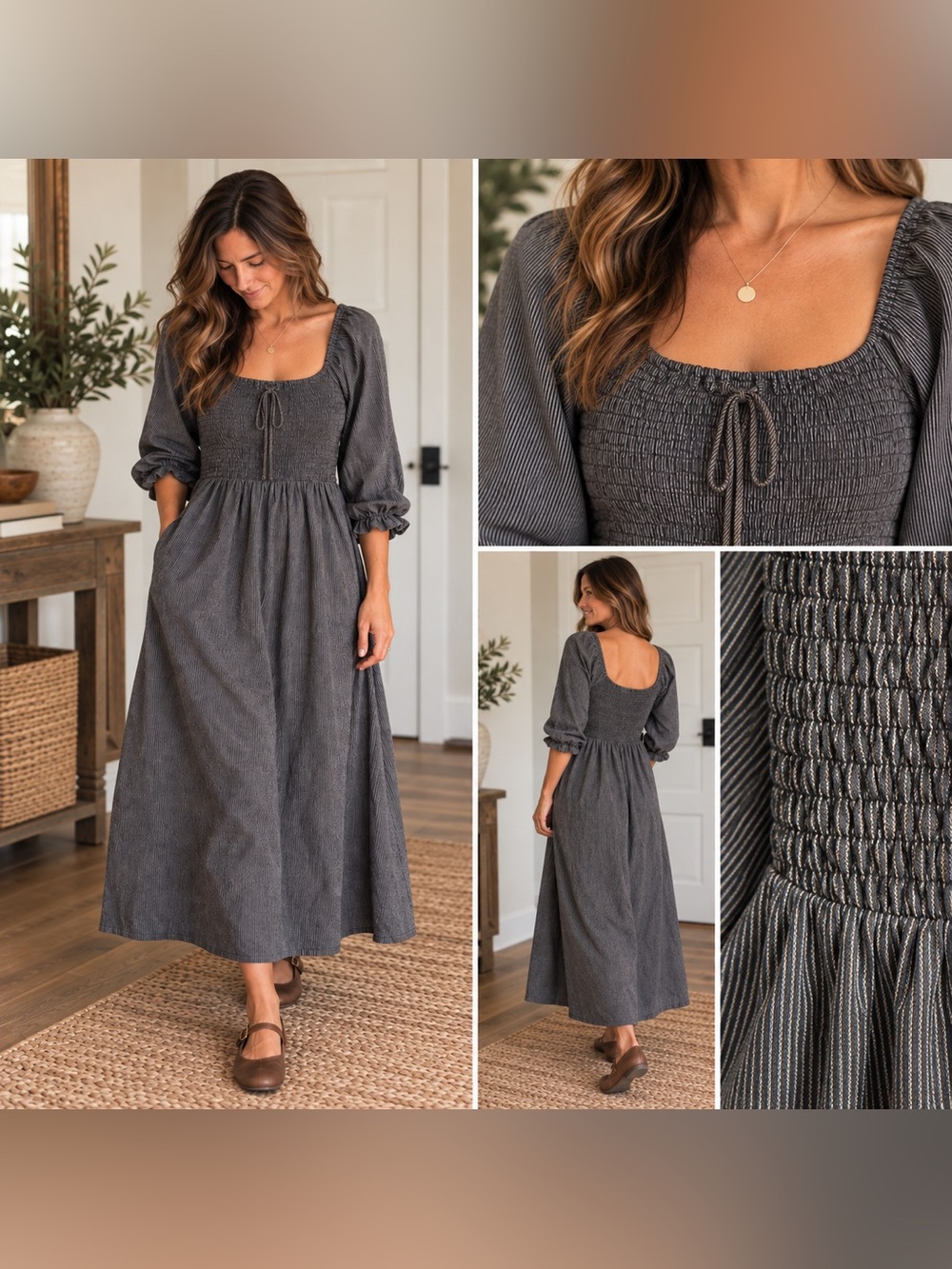 NWT Neuflora Daytona Dress, size small, dark blue, navy, natural fibers, cottage